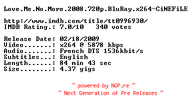 NFO for the release Maria.Full.Of.Grace.2004.720p.BluRay.x264-CiNEFiLE by CiNEFiLE