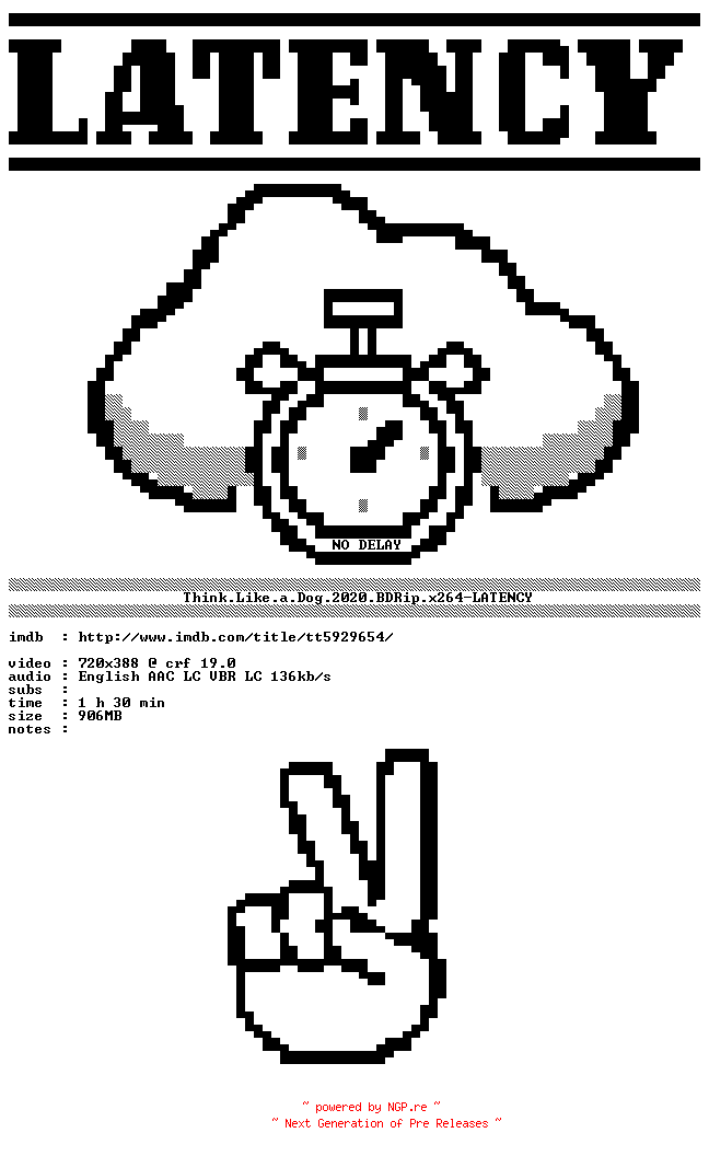 NFO for the release Think.Like.a.Dog.2020.BDRip.x264-LATENCY by LATENCY