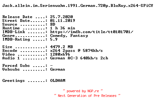 NFO for the release Jack.allein.im.Serienwahn.1991.German.720p.BluRay.x264-SPiCY by SPiCY