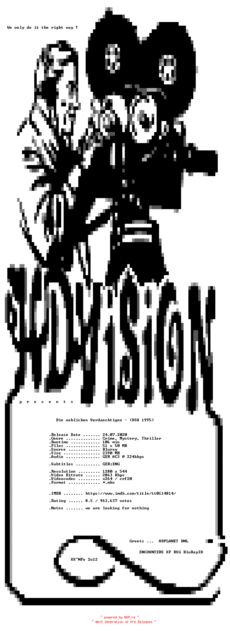 NFO for the release Die.ueblichen.Verdaechtigen.1995.German.720p.BluRay.x264-HDViSiON by HDViSiON