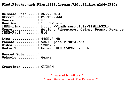 NFO for the release Fled.Flucht.nach.Plan.1996.German.720p.BluRay.x264-SPiCY by SPiCY