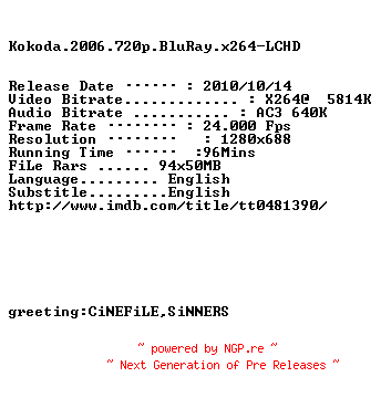 NFO for the release Kokoda.2006.720p.BluRay.x264-LCHD by LCHD