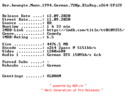 NFO for the release Der.bewegte.Mann.1994.German.720p.BluRay.x264-SPiCY by SPiCY