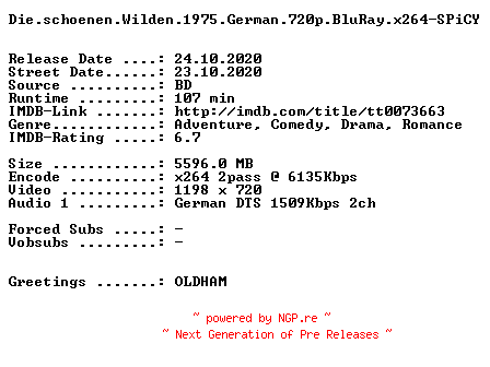 NFO for the release Die.schoenen.Wilden.1975.German.720p.BluRay.x264-SPiCY by SPiCY
