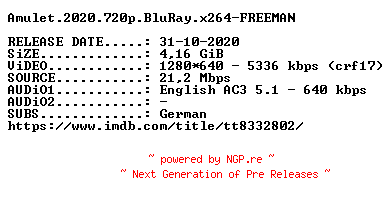 NFO for the release Amulet.2020.720p.BluRay.x264-FREEMAN by FREEMAN