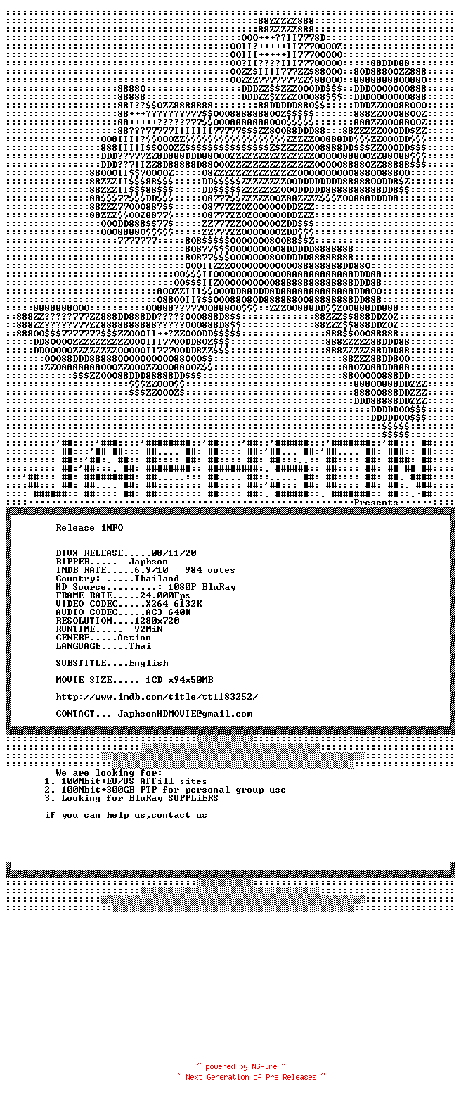 NFO for the release Chocolate.2008.720p.BluRay.x264-Japhson by Japhson