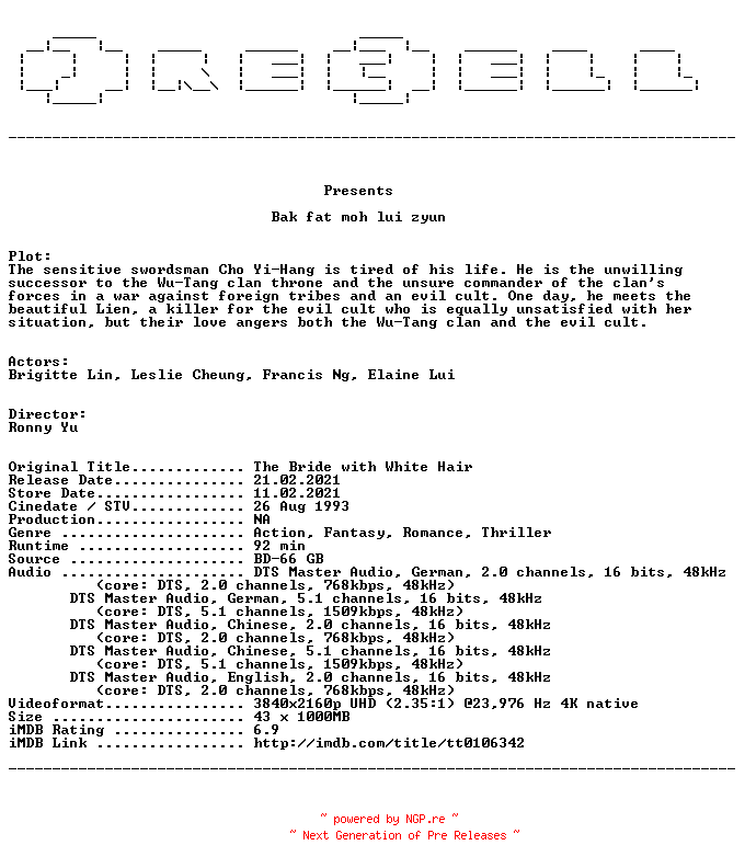 NFO for the release Bak.fat.moh.lui.zyun.1993.MULTi.COMPLETE.UHD.BLURAY-PRECELL by PRECELL