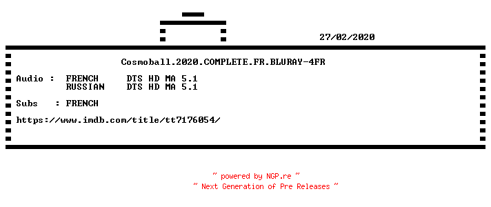 NFO for the release Cosmoball.2020.COMPLETE.FR.BLURAY-4FR by 4FR