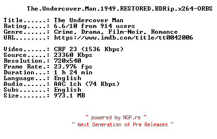 NFO for the release The.Undercover.Man.1949.RESTORED.BDRip.x264-ORBS by ORBS