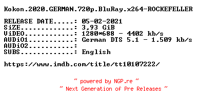 NFO for the release Kokon.2020.GERMAN.720p.BluRay.x264-ROCKEFELLER by ROCKEFELLER