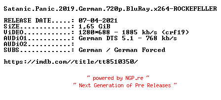NFO for the release Satanic.Panic.2019.German.720p.BluRay.x264-ROCKEFELLER by ROCKEFELLER