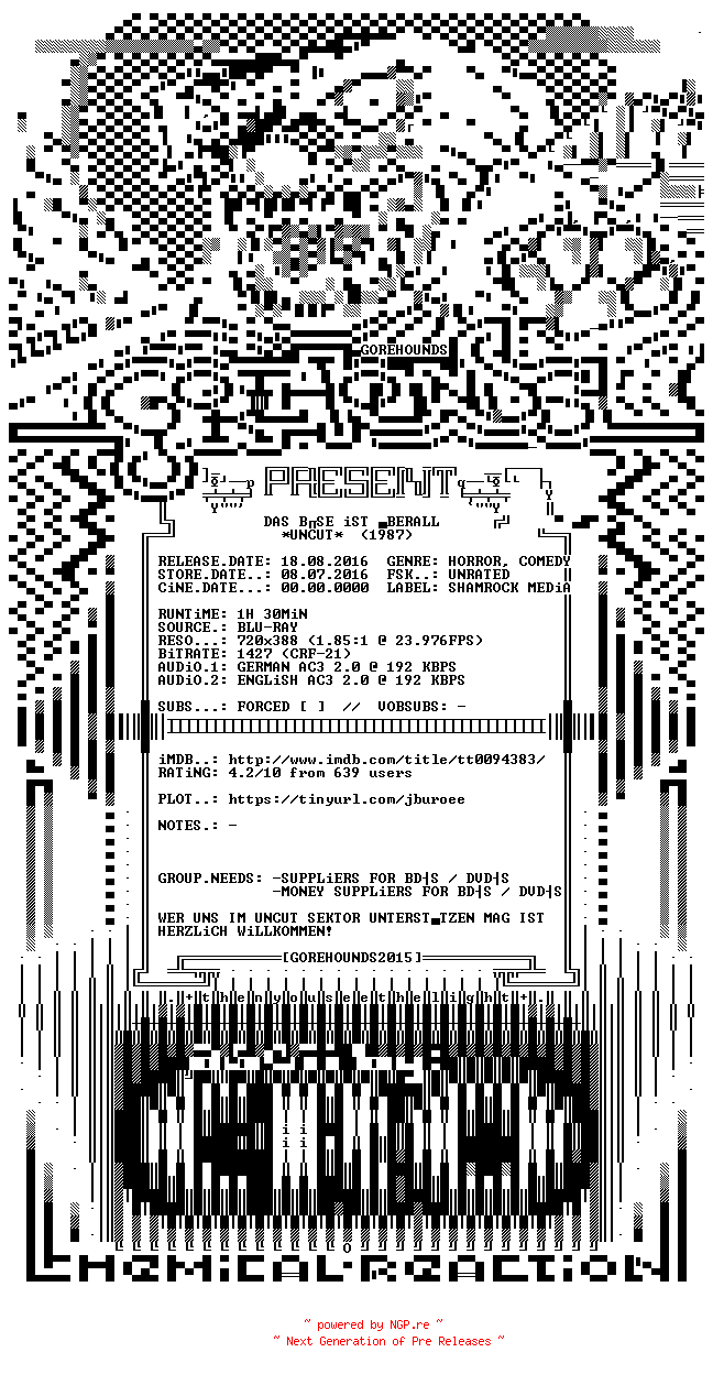 NFO for the release Das.Boese.Ist.Ueberall.GERMAN.1987.DL.BDRiP.x264-GOREHOUNDS by GOREHOUNDS