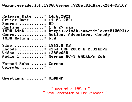 NFO for the release Warum.gerade.ich.1990.German.720p.BluRay.x264-SPiCY by SPiCY