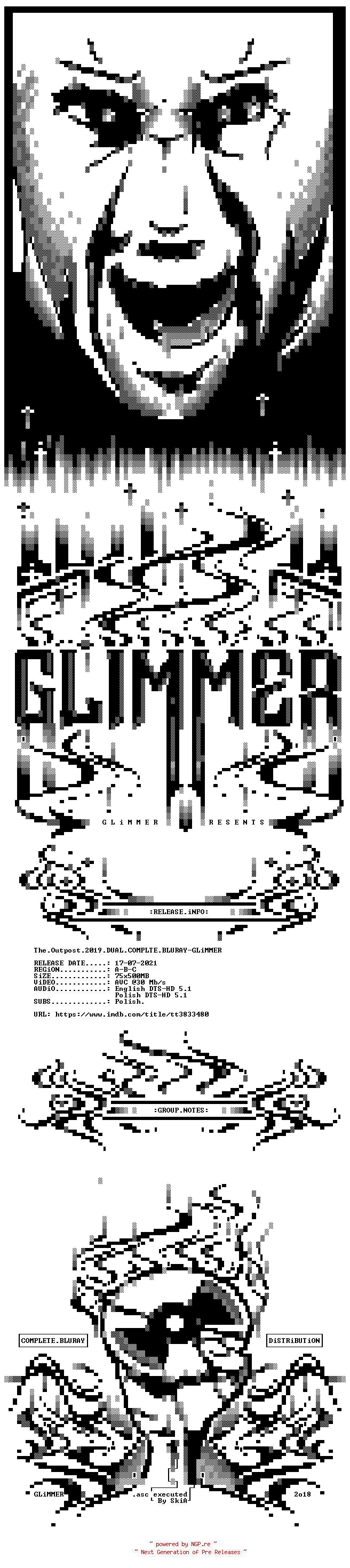 NFO for the release The.Outpost.2019.DUAL.COMPLTE.BLURAY-GLiMMER by GLiMMER