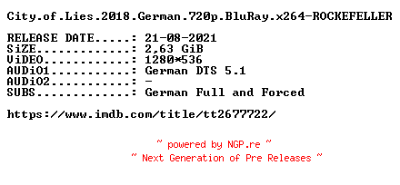 NFO for the release City.of.Lies.2018.German.720p.BluRay.x264-ROCKEFELLER by ROCKEFELLER