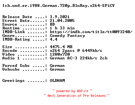 NFO for the release Ich.und.er.1988.German.720p.BluRay.x264-SPiCY by SPiCY