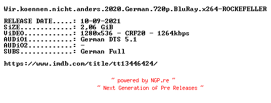 NFO for the release Wir.koennen.nicht.anders.2020.German.720p.BluRay.x264-ROCKEFELLER by ROCKEFELLER