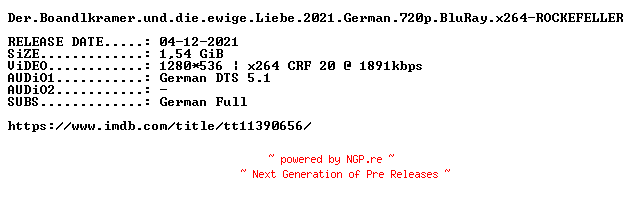 NFO for the release Der.Boandlkramer.und.die.ewige.Liebe.2021.German.720p.BluRay.x264-ROCKEFELLER by ROCKEFELLER