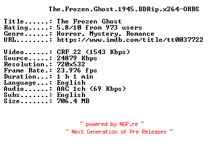 NFO for the release The.Frozen.Ghost.1945.BDRip.x264-ORBS by ORBS