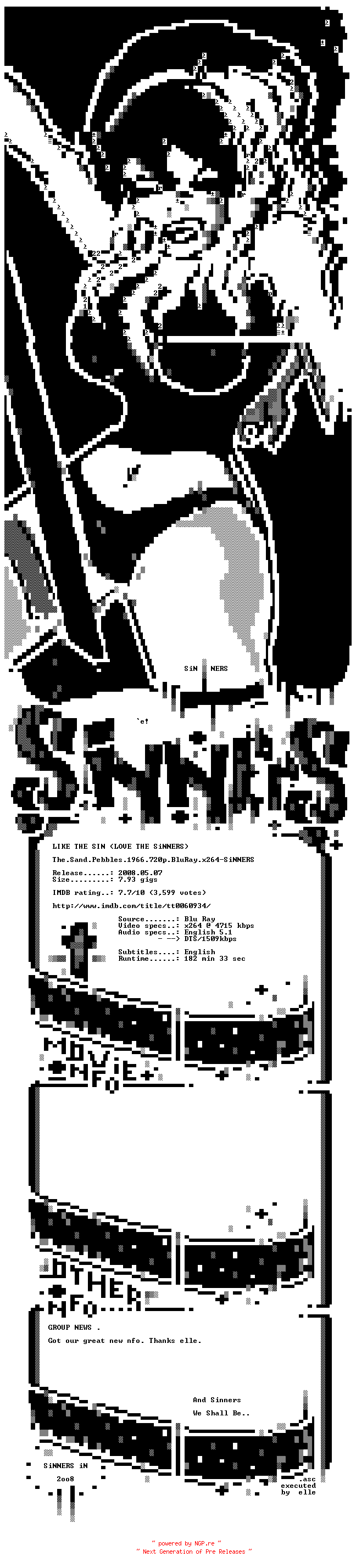 NFO for the release The.Sand.Pebbles.1966.720p.BluRay.x264-SiNNERS by SiNNERS
