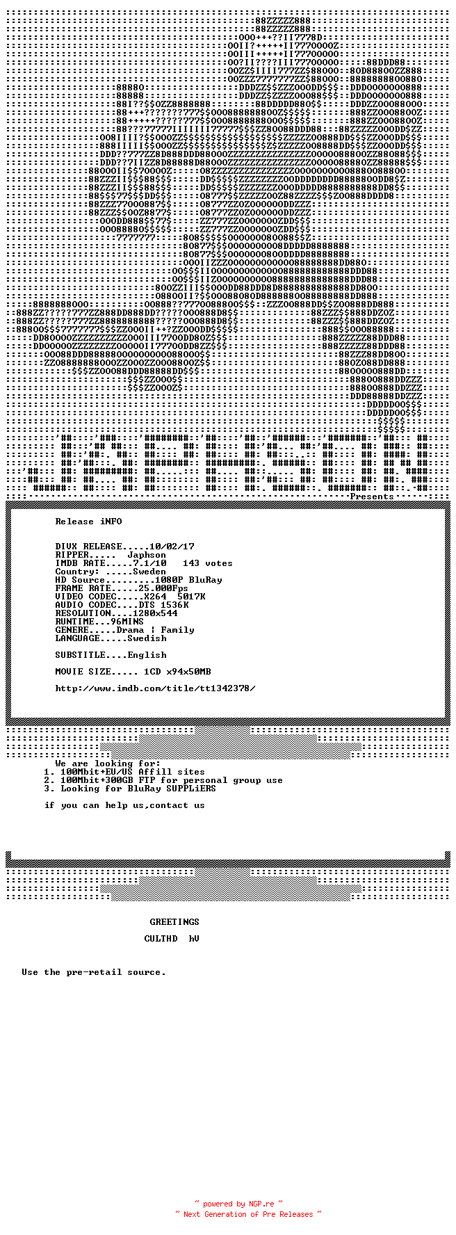 NFO for the release The.Girl.2009.720p.BluRay.x264-Japhson by Japhson