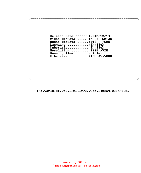 NFO for the release The.World.At.War.EP01.1973.720p.BluRay.x264-FLHD by FLHD