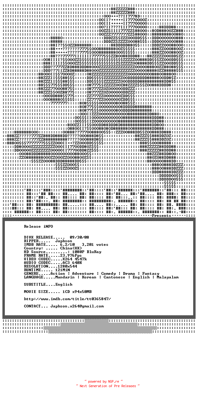 NFO for the release The.Myth.2005.720p.BluRay.x264-Japhson by Japhson