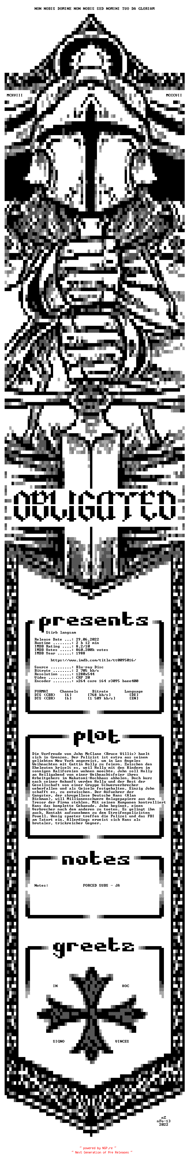 NFO for the release Stirb.langsam.1988.German.DL.720p.BluRay.x264.iNTERNAL-OBLiGATED by OBLiGATED