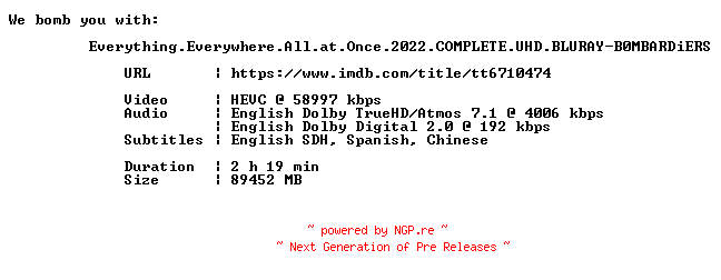 NFO for the release Everything.Everywhere.All.at.Once.2022.COMPLETE.UHD.BLURAY-B0MBARDiERS by B0MBARDiERS