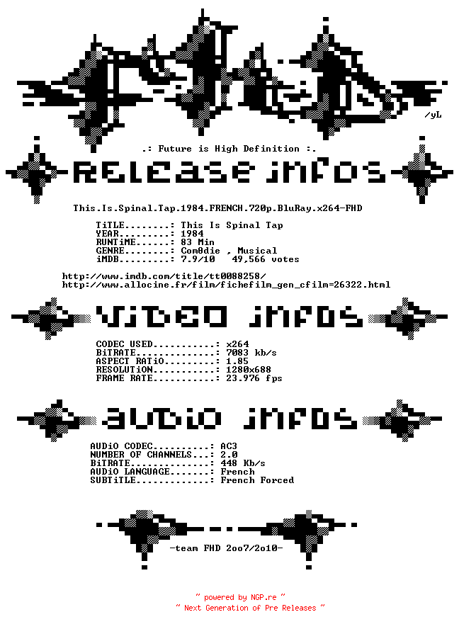 NFO for the release This.Is.Spinal.Tap.1984.FRENCH.720p.BluRay.x264-FHD by FHD