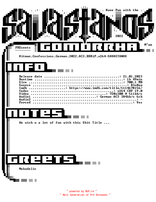 NFO for the release Hitman.Confessions.German.2022.AC3.BDRiP.x264-SAVASTANOS by SAVASTANOS