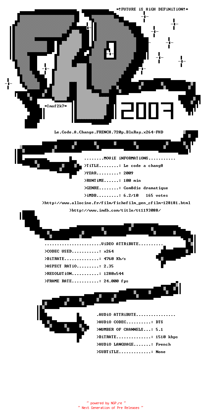 NFO for the release Le.Code.A.Change.FRENCH.720p.BluRay.x264-FHD by FHD