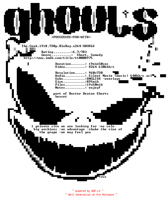 NFO for the release The.Cook.1918.720p.BluRay.x264-GHOULS by GHOULS