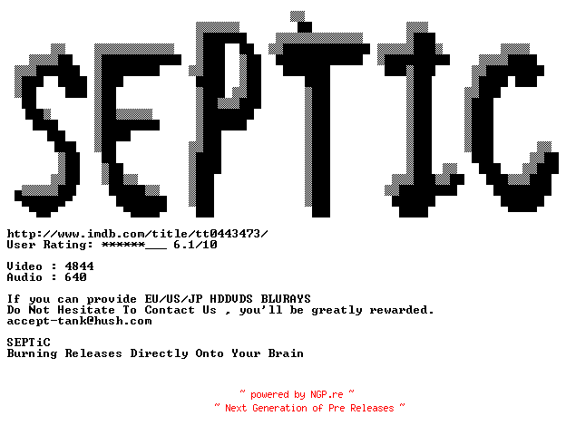 NFO for the release The.Condemned.720p.BluRay.x264-SEPTiC by SEPTiC