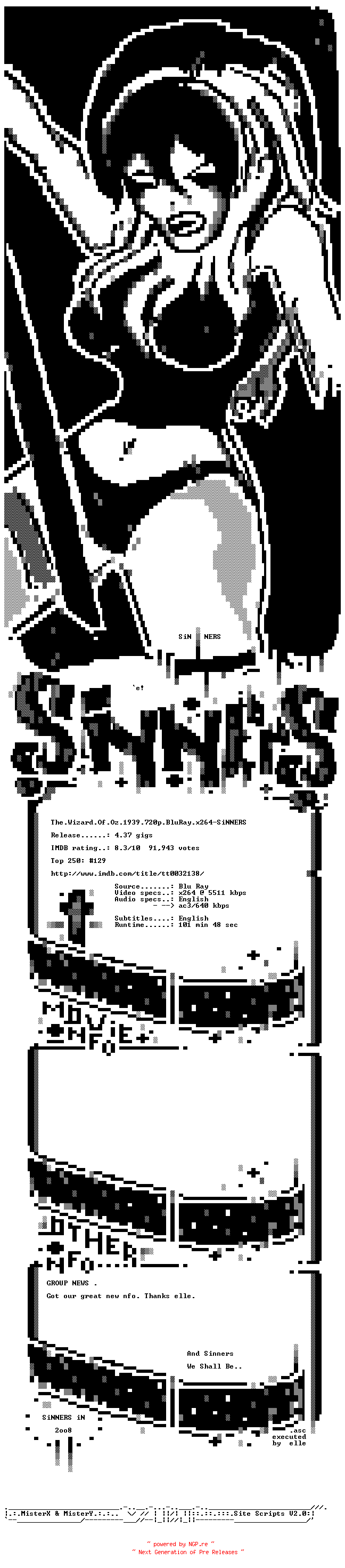 NFO for the release The.Wizard.Of.Oz.1939.720p.BluRay.x264-SiNNERS by SiNNERS
