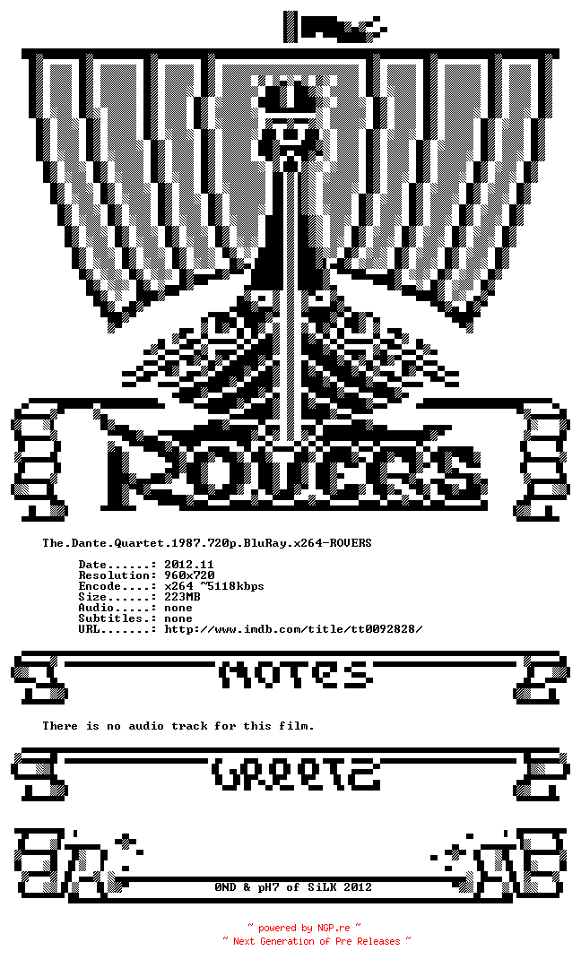 NFO for the release The.Dante.Quartet.1987.720p.BluRay.x264-ROVERS by ROVERS
