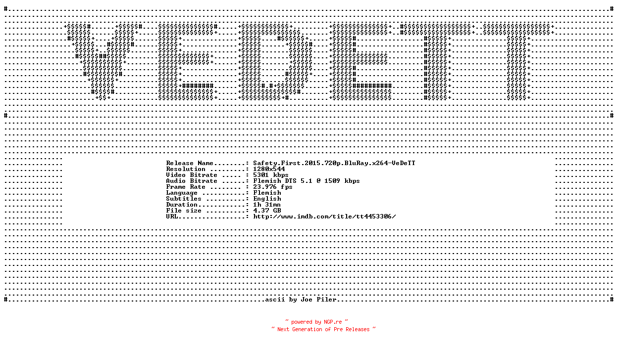 NFO for the release Safety.First.The.Movie.2015.720p.BluRay.x264-VeDeTT by VeDeTT
