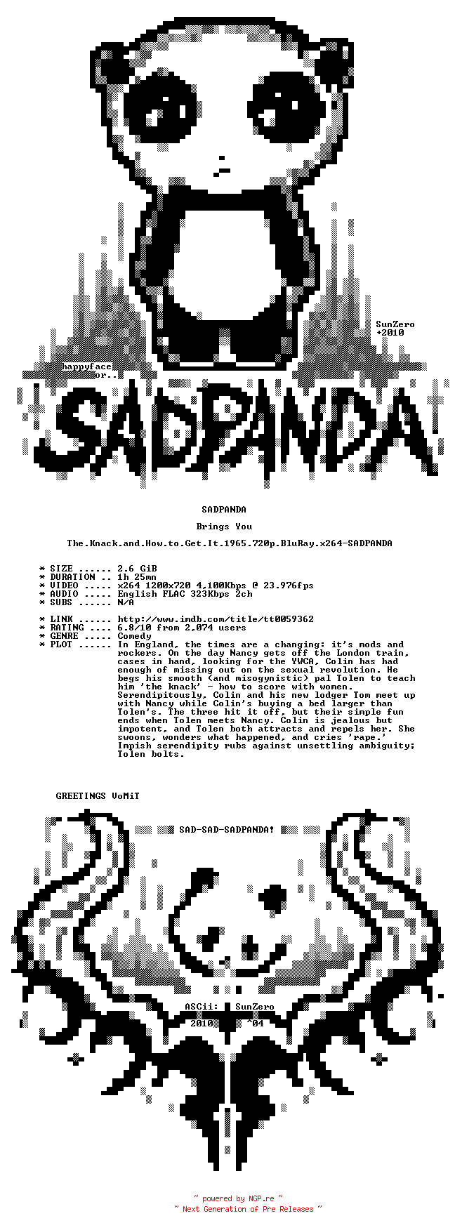 NFO for the release The.Knack.and.How.to.Get.It.1965.720p.BluRay.x264-SADPANDA by SADPANDA