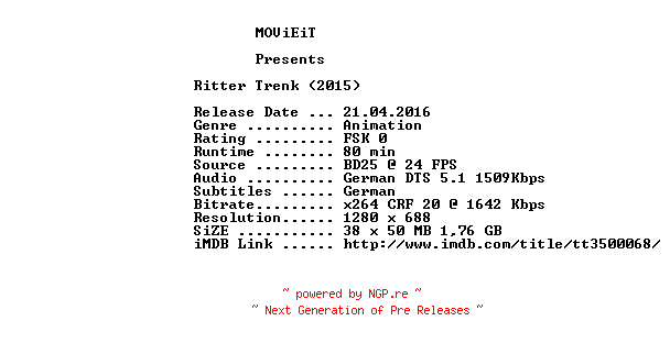 NFO for the release Ritter.Trenk.GERMAN.720p.BluRay.x264-MOViEiT by MOViEiT