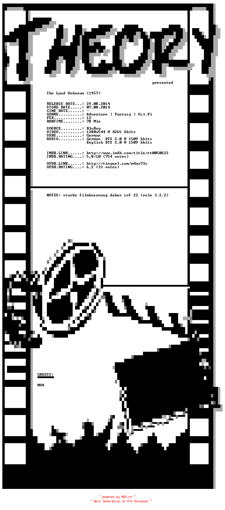NFO for the release Der.Flug.zur.Hoelle.1957.German.DL.720p.BluRay.x264-THEORY by THEORY
