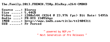NFO for the release The.Family.2013.FRENCH.720p.BluRay.x264-CMBHD by CMBHD