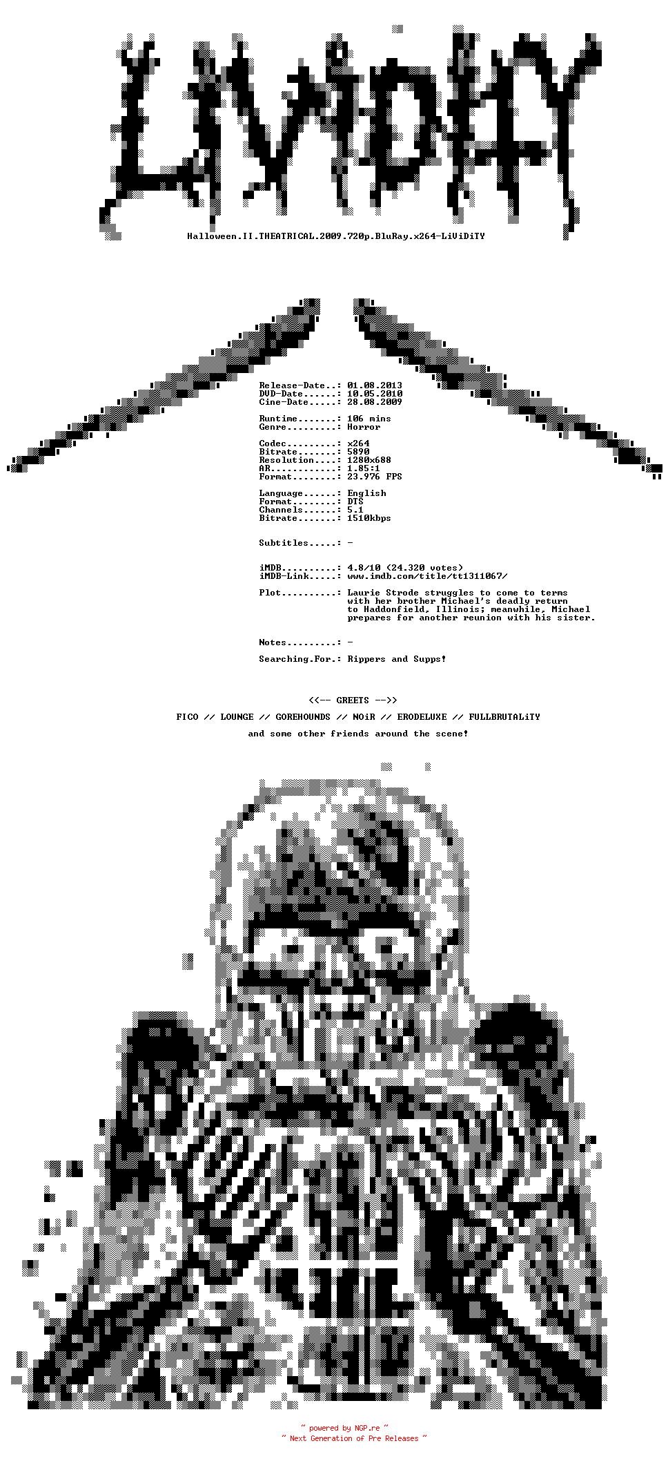NFO for the release Halloween.II.THEATRICAL.2009.720p.BluRay.x264-LiViDiTY by LiViDiTY
