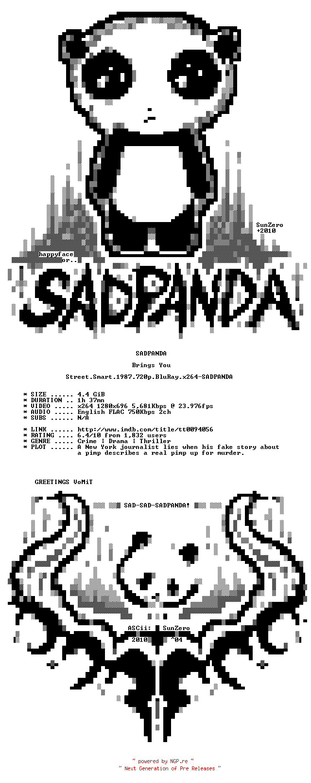 NFO for the release Street.Smart.1987.720p.BluRay.x264-SADPANDA by SADPANDA