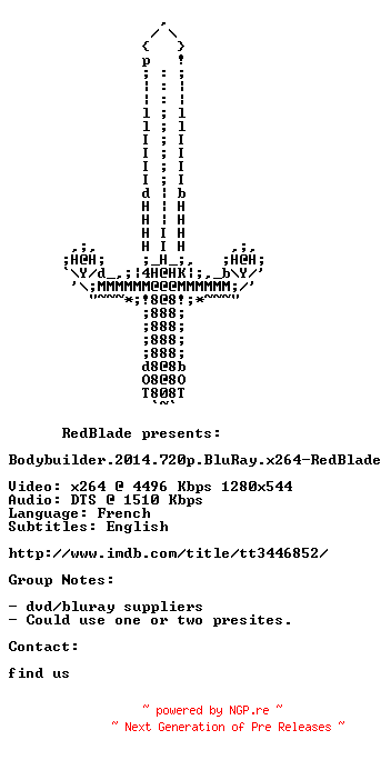 NFO for the release Bodybuilder.2014.720p.BluRay.x264-RedBlade by RedBlade