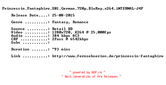 NFO for the release Prinzessin.Fantaghiro.E01.German.720p.BluRay.x264.iNTERNAL-J4F by J4F