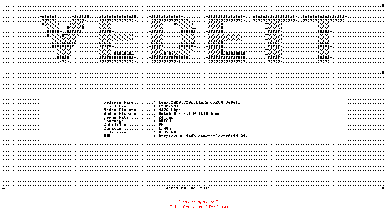 NFO for the release Leak.2000.720p.BluRay.x264-VeDeTT by VeDeTT