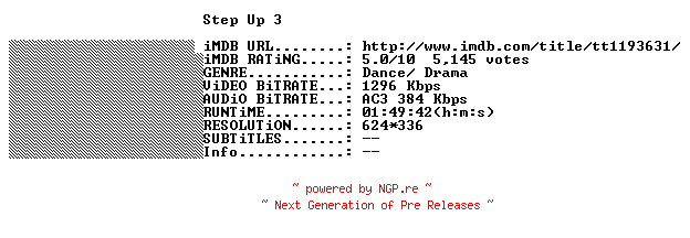 NFO for the release Step.Up.3.FRENCH.BDRiP.XViD-THENiGHTMARE by THENiGHTMARE