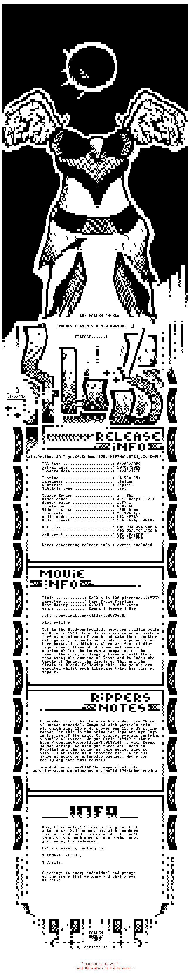 NFO for the release Salo.Or.The.120.Days.Of.Sodom.1975.iNTERNAL.BDRip.XviD-FLS by FLS