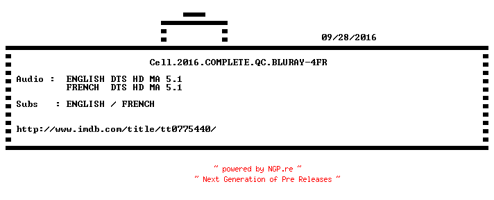 NFO for the release Cell.2016.COMPLETE.QC.BLURAY-4FR by 4FR