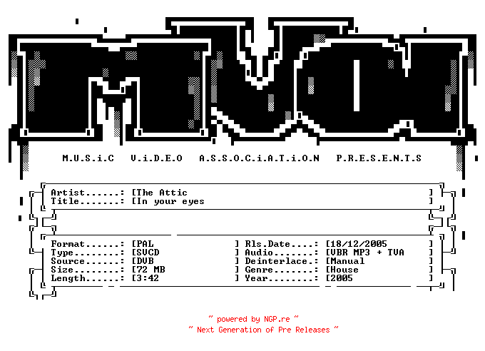NFO for the release The_attic-in_your_eyes-svcd-2005-mVa by mVa